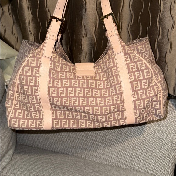 Fendi Zucchino Blush Beige Pink Shoulder Bag - Picture 5 of 17